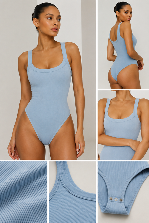 Body Milano Rib - Azul Claro